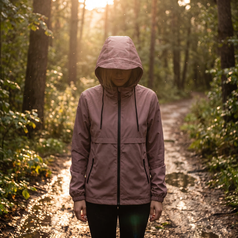 Women's Long Windbreaker Hooded Wind and Light Rain Protection, product photo 3