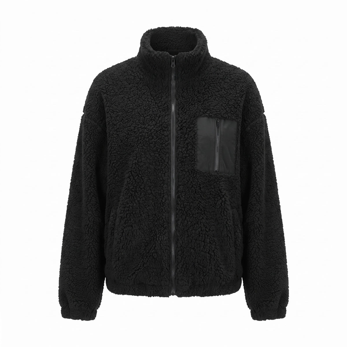 Women's Oversized Teddy Jacket Dropped Shoulder Mandarin Collar, product photo 1