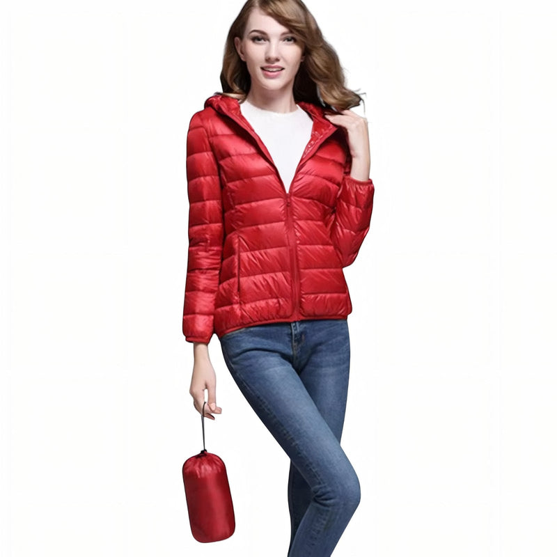 Women's Packable Down Hiking Jacket Lightweight Hooded Outdoor Coat – product view 4 | Great Lakes Outdoor