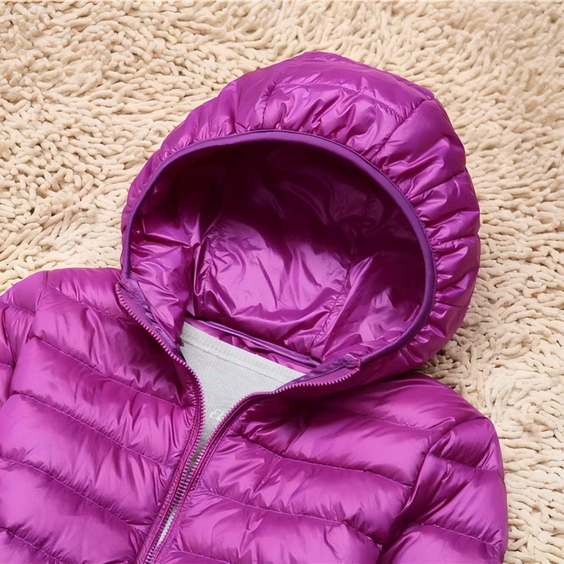 Women's Packable Down Hiking Jacket Lightweight Hooded Outdoor Coat – product view 6 | Great Lakes Outdoor