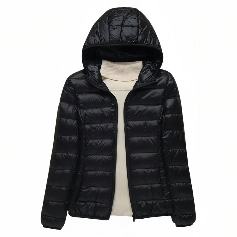 Women's Packable Down Hiking Jacket Lightweight Hooded Outdoor Coat – product view 20 | Great Lakes Outdoor