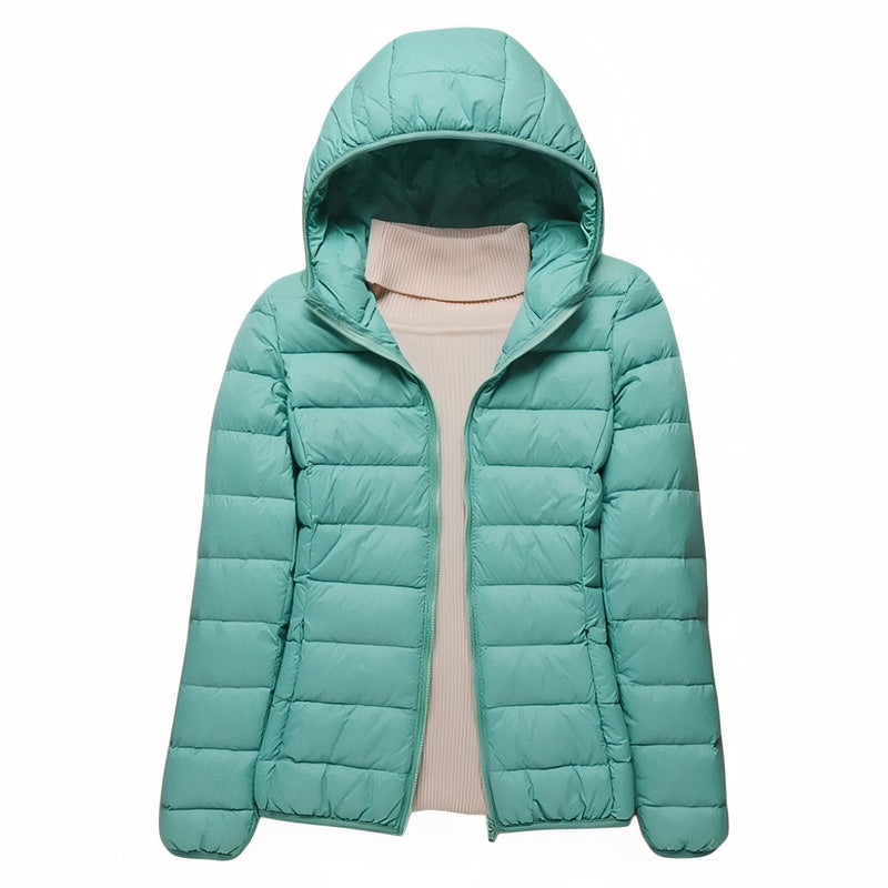 Women's Packable Down Hiking Jacket Lightweight Hooded Outdoor Coat – product view 22 | Great Lakes Outdoor
