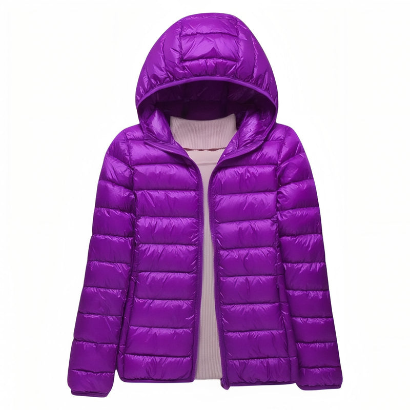 Women's Packable Down Hiking Jacket Lightweight Hooded Outdoor Coat – product view 30 | Great Lakes Outdoor