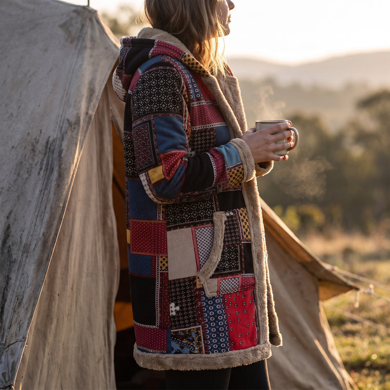 Women's Plush Hoodie Jacket Geometric Print Lightweight Layer, product photo 3