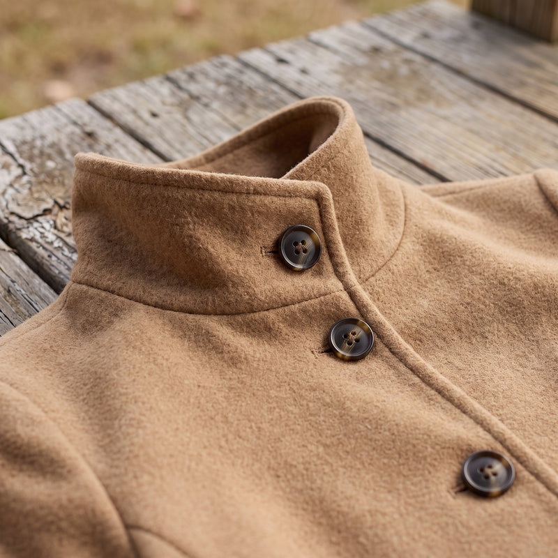 Women's Single Breasted Coat Stand Collar Button Front Casual Overcoat, product photo 4