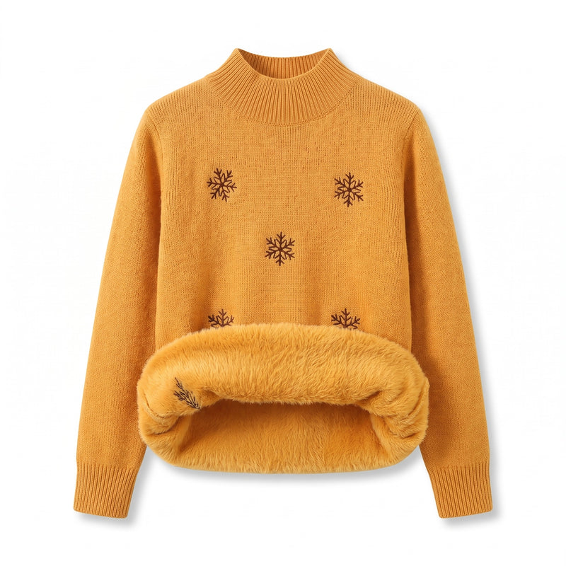 Women's Snowflake Sweater Embroidered Crew Neck Warm Knit Jumper, product photo 12