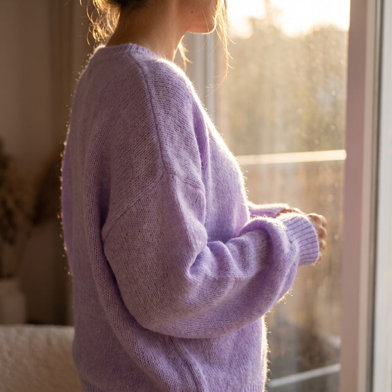 Women's Soft Texture Sweater Collarless Relaxed Fit Knit Pullover, product photo 3