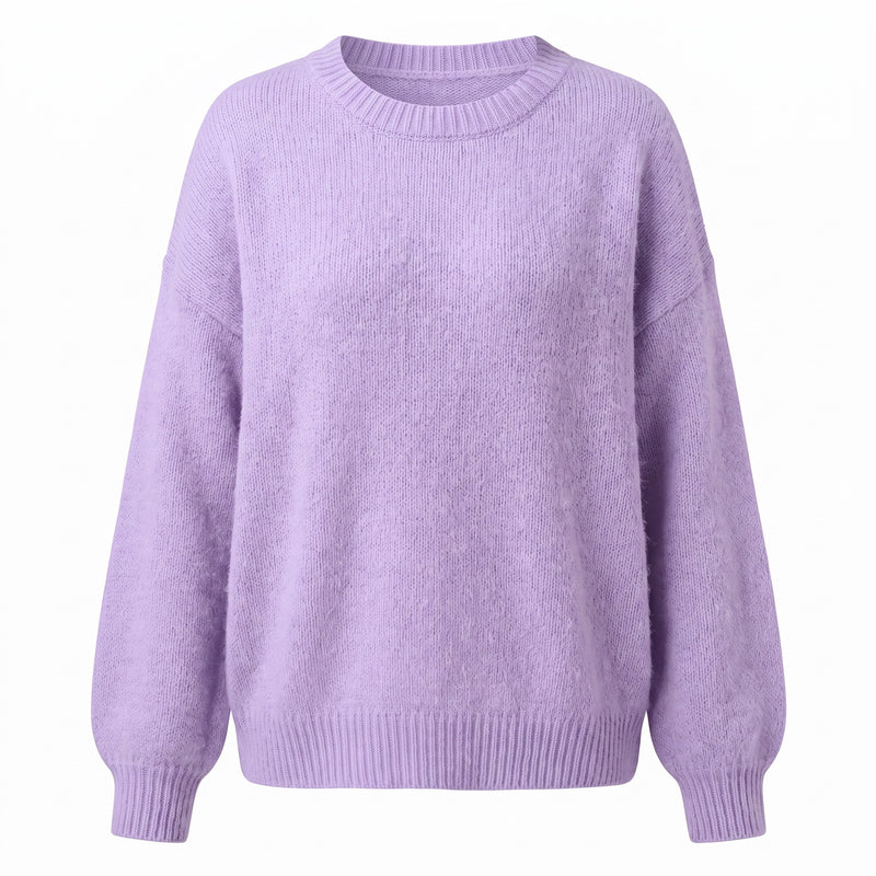 Women's Soft Texture Sweater Collarless Relaxed Fit Knit Pullover, product photo 7