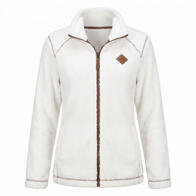 Women's Thick Plush Jacket Small Stand Collar Zip Warm Coat, product photo 7