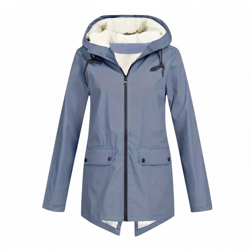 Women's Waterproof Jacket Fleece Lined Hooded Zip Up Rain Coat, product photo 8