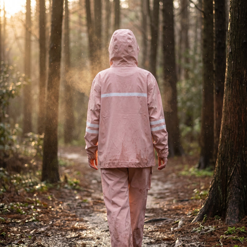 Women's Waterproof Rain Suit Breathable Reflective Hooded Jacket Pants, product photo 3