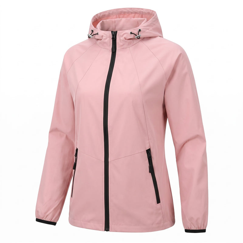 Women's Windbreaker Jacket Hooded Pockets Mid Length Loose Fit, product photo 7