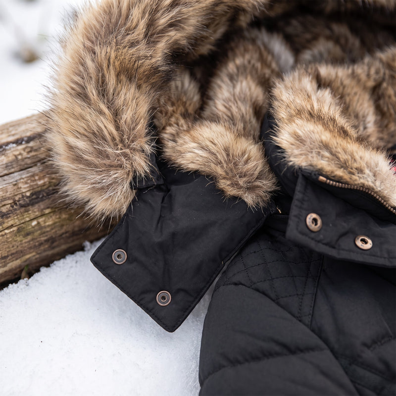 Women's Winter Parka Jacket Faux Fur Lined Hood Quilted Warm Coat, product photo 4