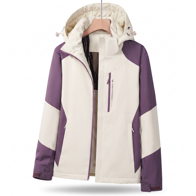 Women's Winter Windbreaker Colour Block Hooded Zip Warm Lined, product photo 9