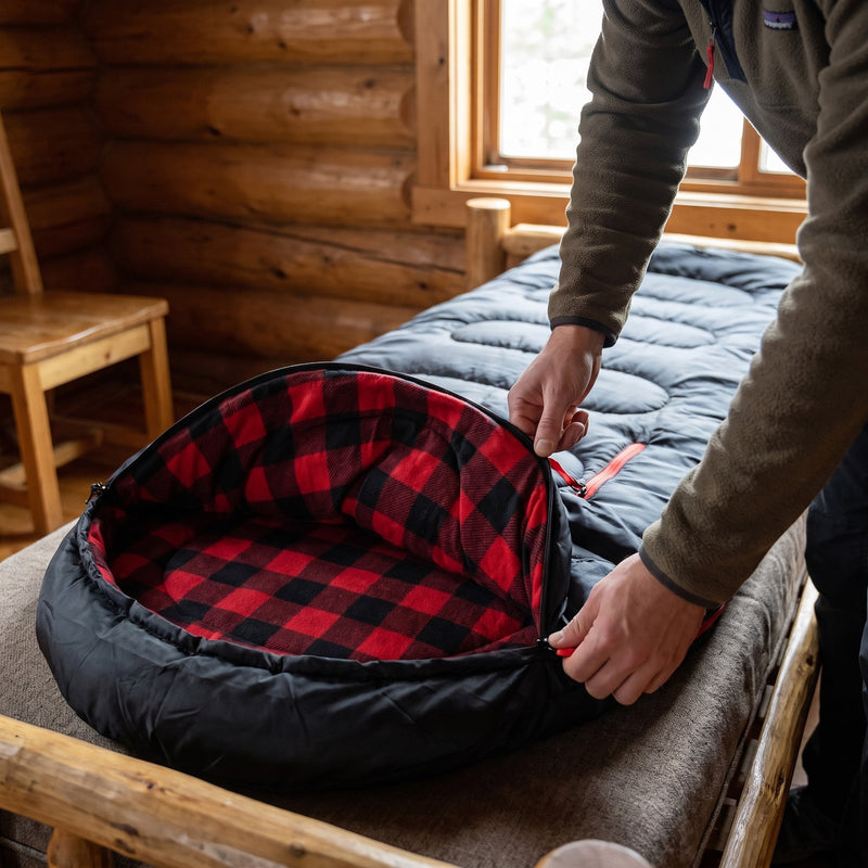 XXL Flannel Lined Sleeping Bag Rated 32F Four Season Envelope, product photo 5