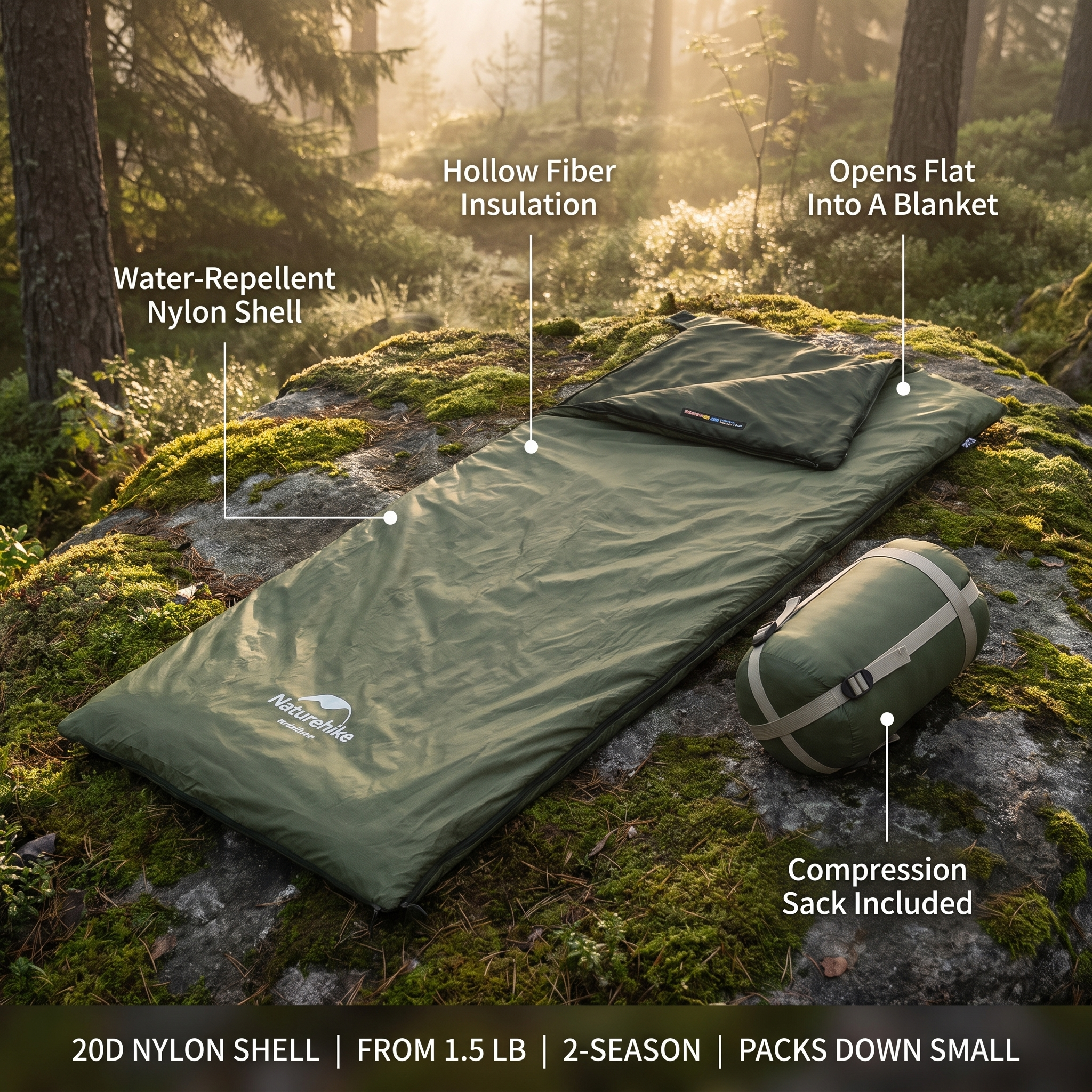 Ultralight summer sleeping bag features and specs
