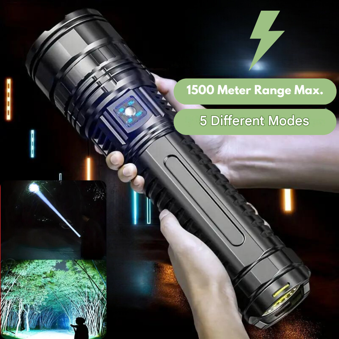 High Lumen Tactical Flashlight Rechargeable LED Zoom Power Bank