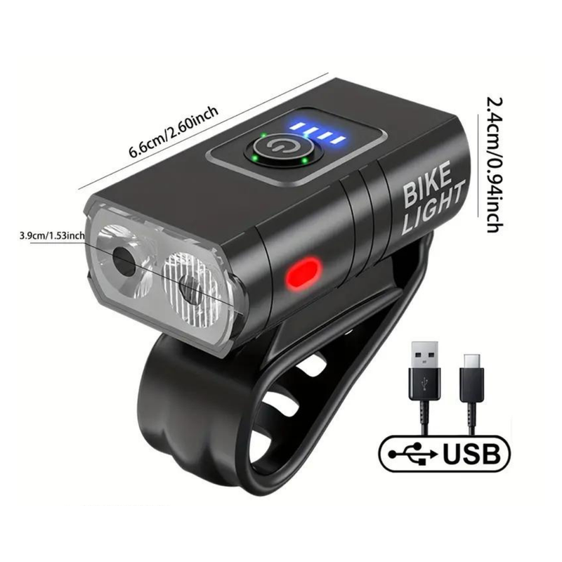 LED Bicycle Light Set USB Rechargeable 1000 Lumen Front 500 Rea