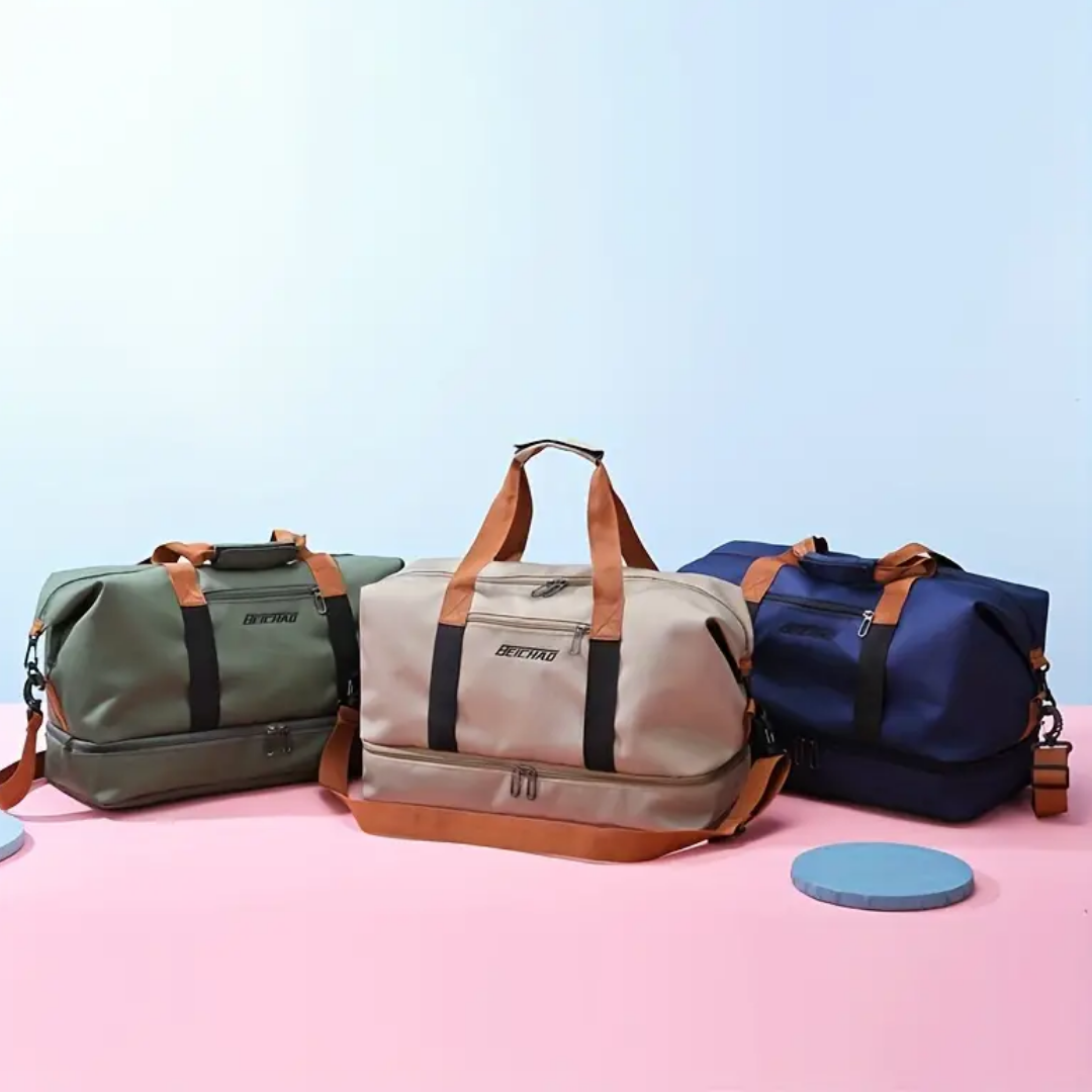 Water Resistant Sports Travel Bag Gym Duffel with Shoe Compartment
