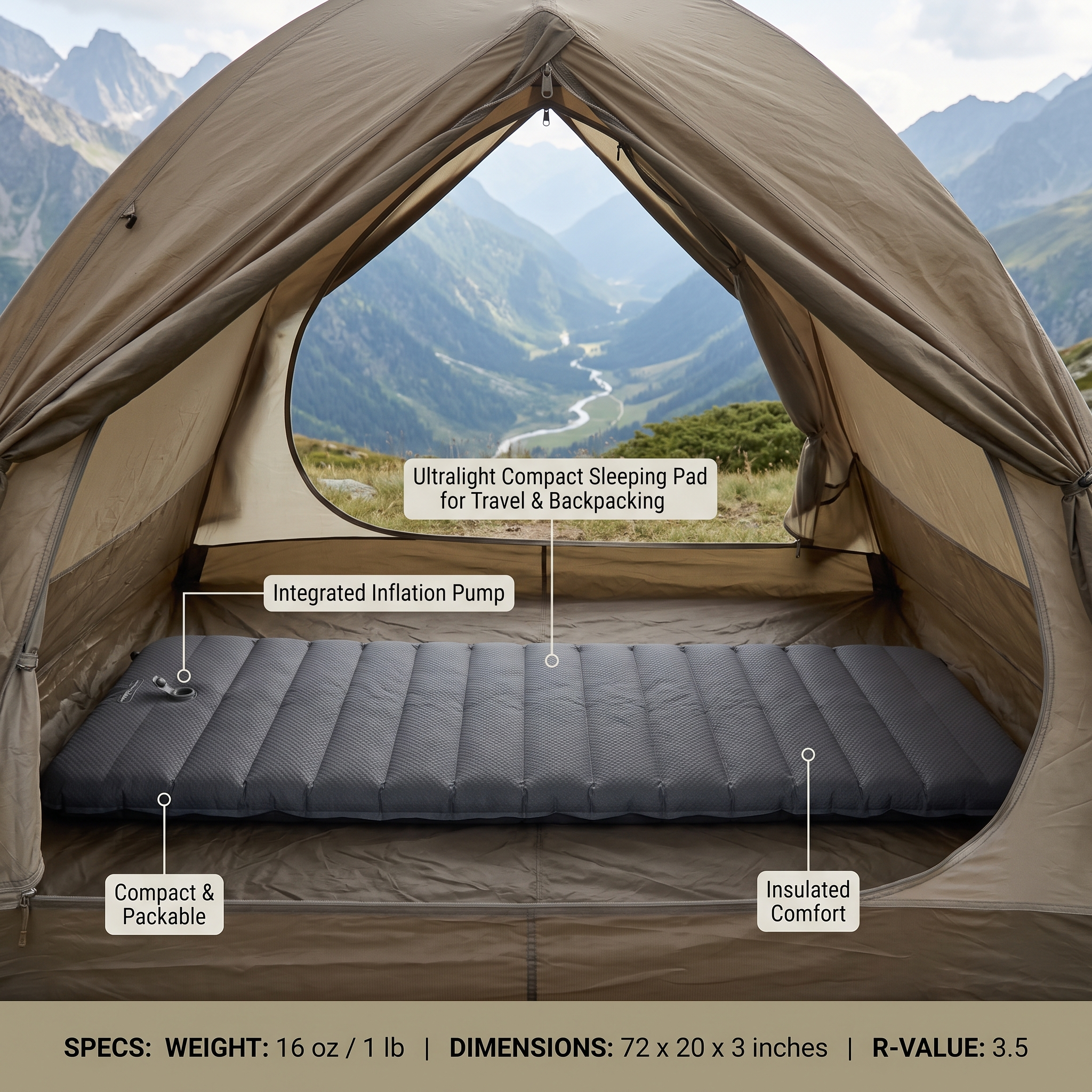 Ultralight Compact Sleeping Pad for Travel & Backpacking