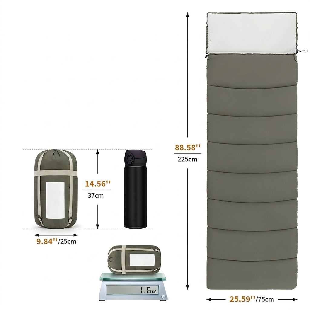 Lightweight Connectable Sleeping Bag Rectangular 4-Season Camping Gear