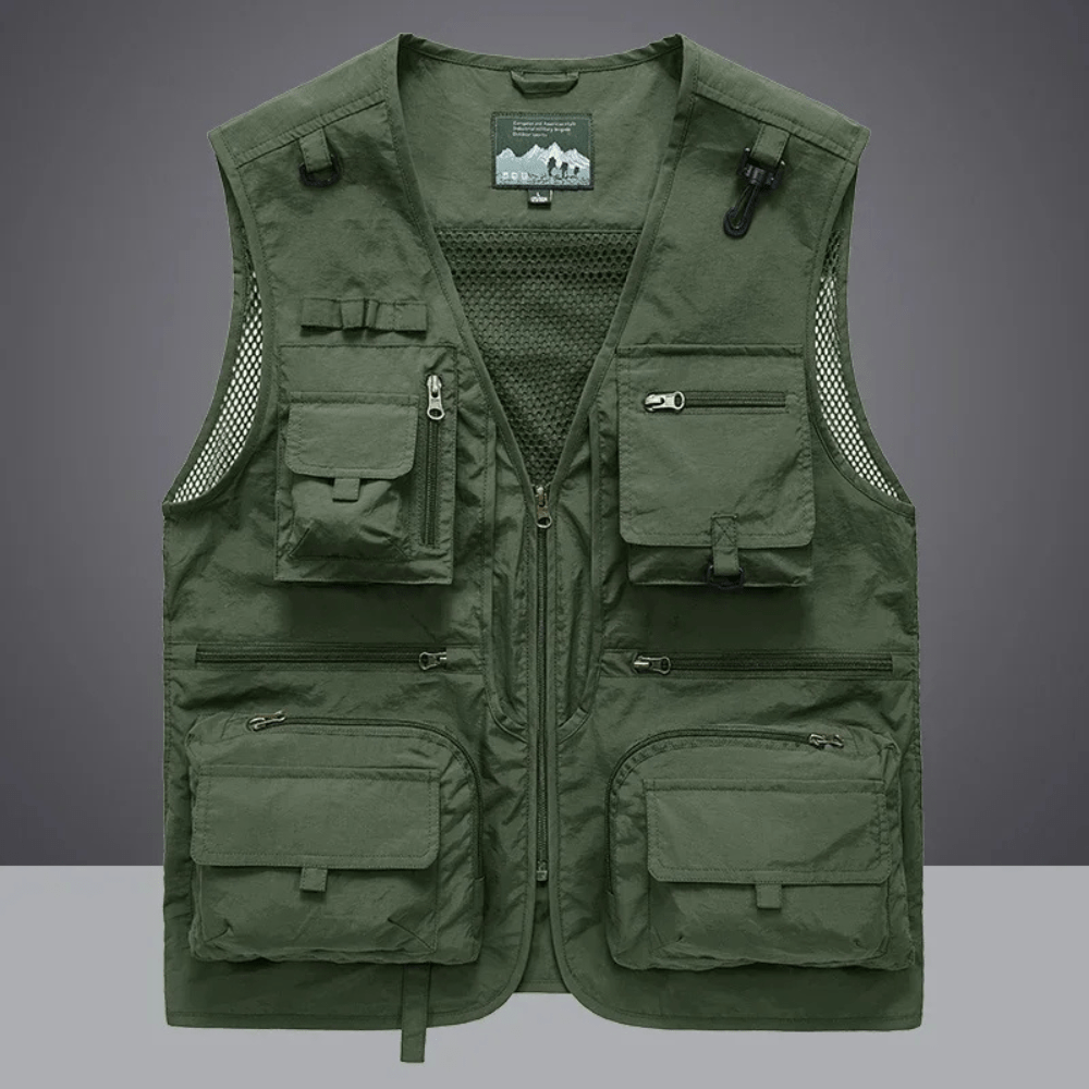 Multi-Pocket Utility Vest Lightweight Breathable Outdoor Hiking Jacket