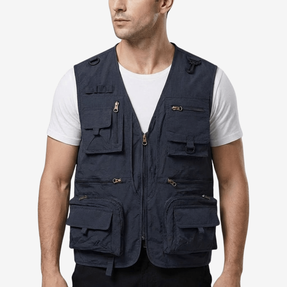 Multi-Pocket Utility Vest Lightweight Breathable Outdoor Hiking Jacket