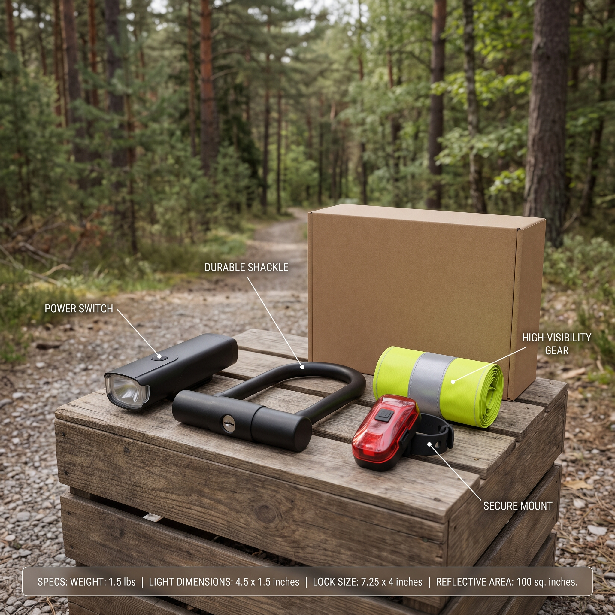 Bike Safety Kit – Lights, Lock & Reflective Gear