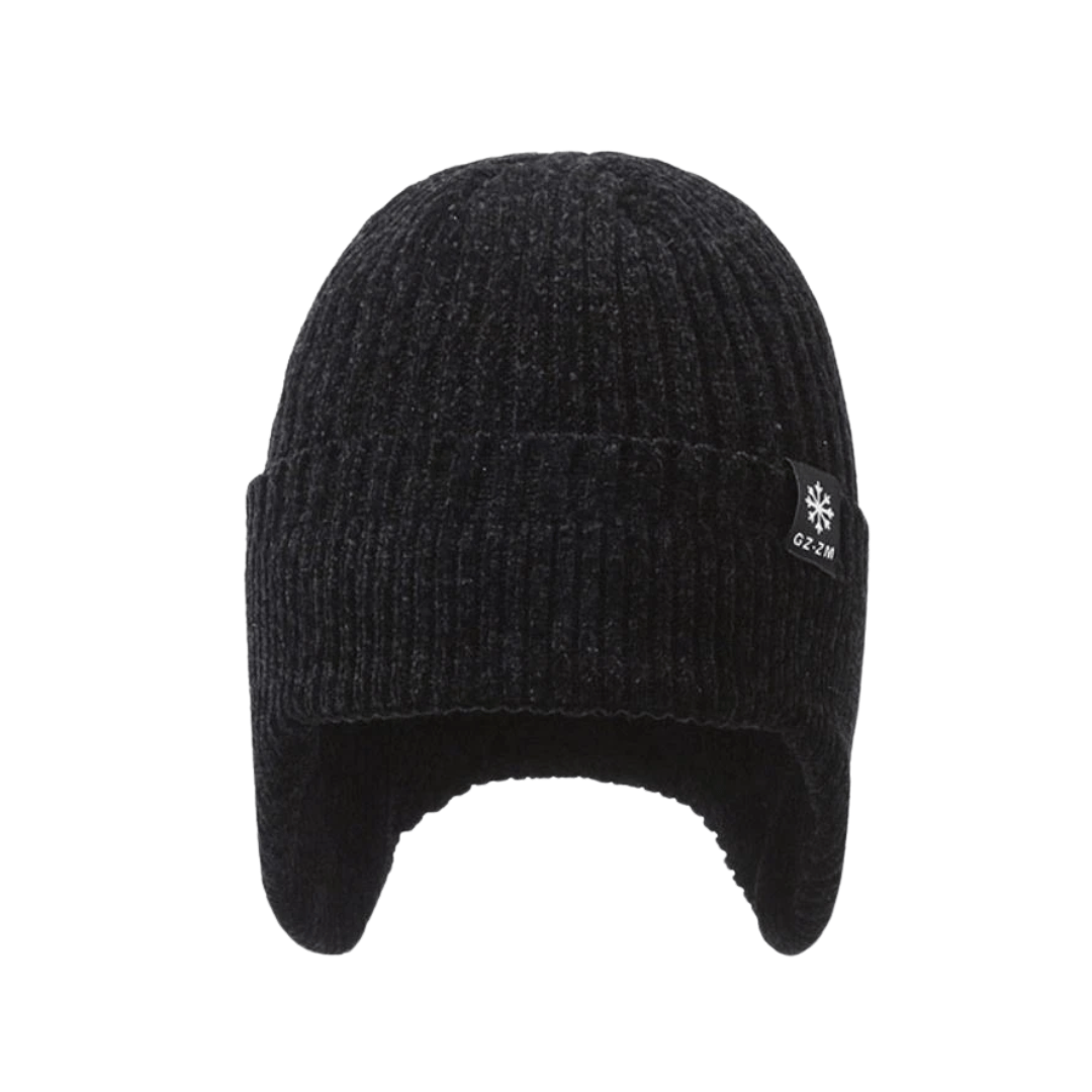 Fleece-Lined Knit Winter Hat Warm Earflap Beanie for Men