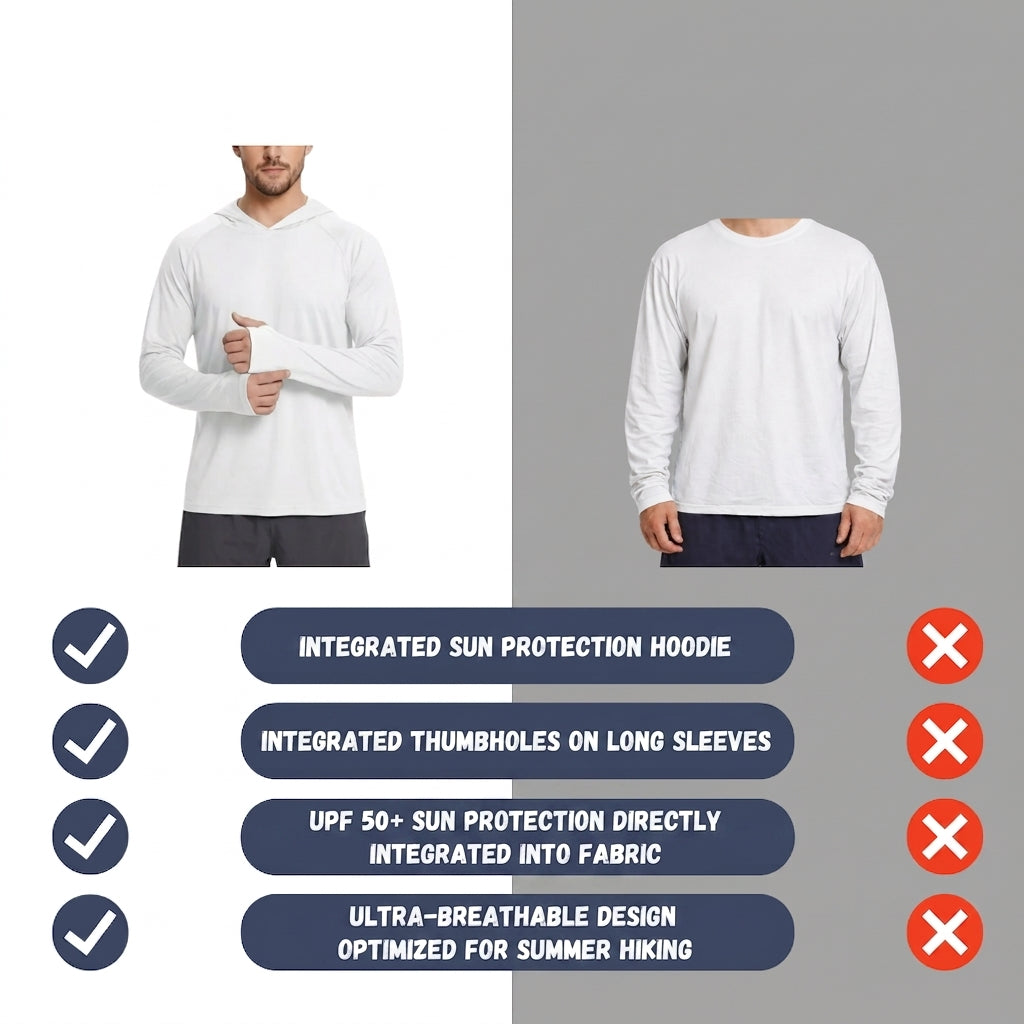 Men's UPF 50+ Sun Protection Hooded Hiking Shirt