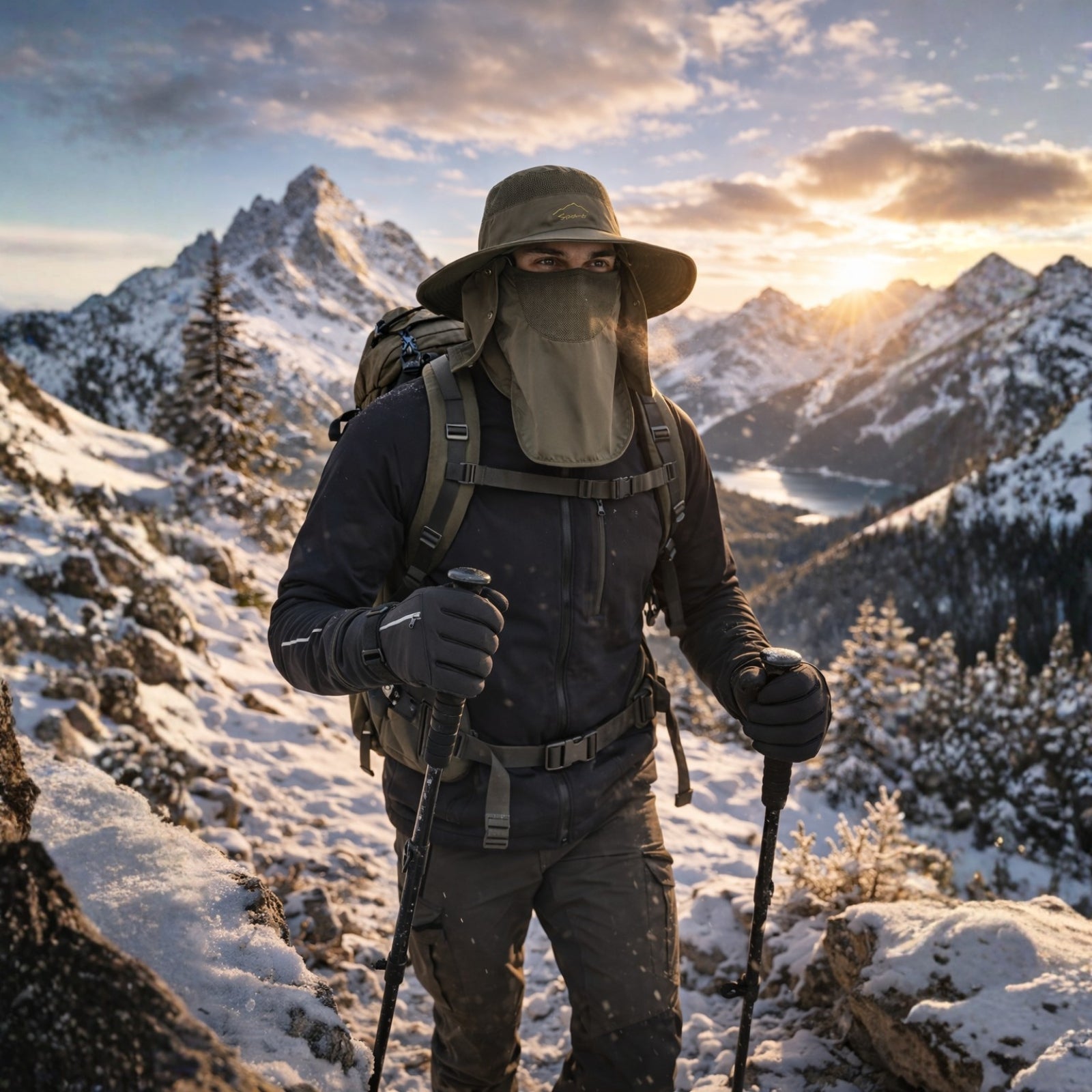 UV Protection Hiking Hat Wide Brim Neck Flap Sun Cap