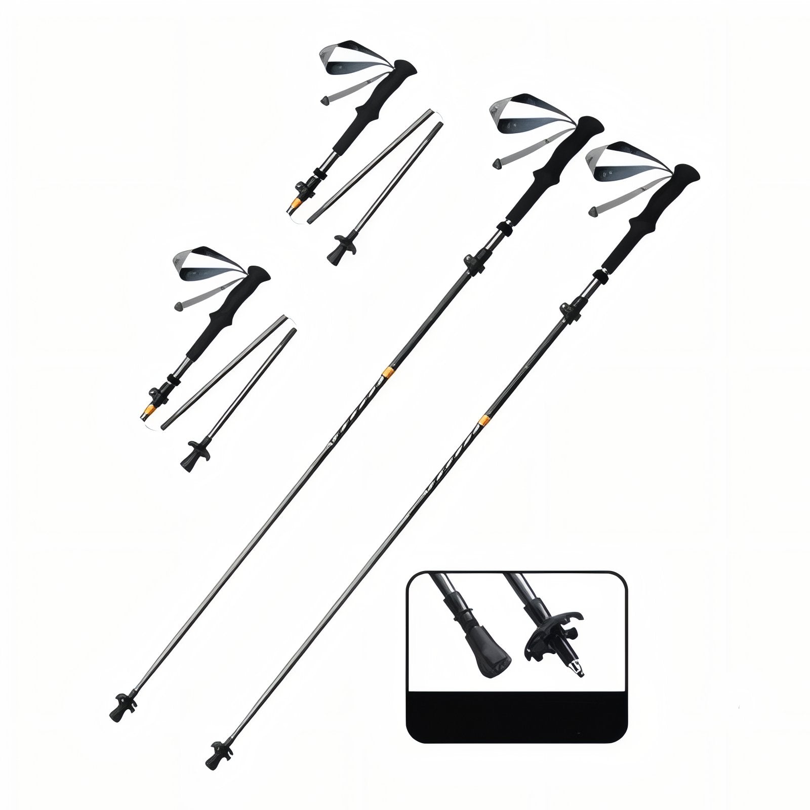Carbon Fiber Folding Trekking Pole Lightweight Hiking Trail Stick