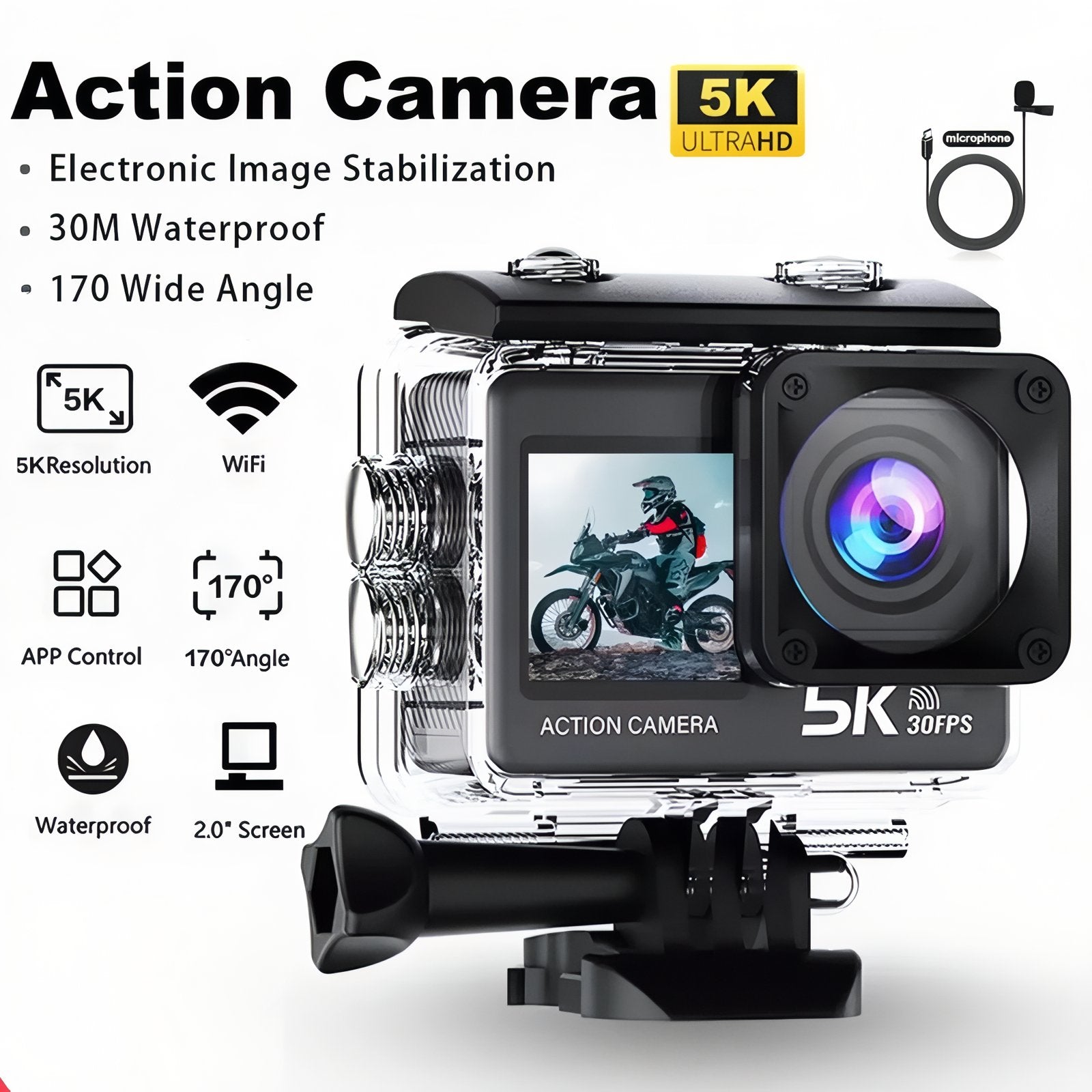 5K Action Camera Waterproof Hiking and Outdoor Video Recorder