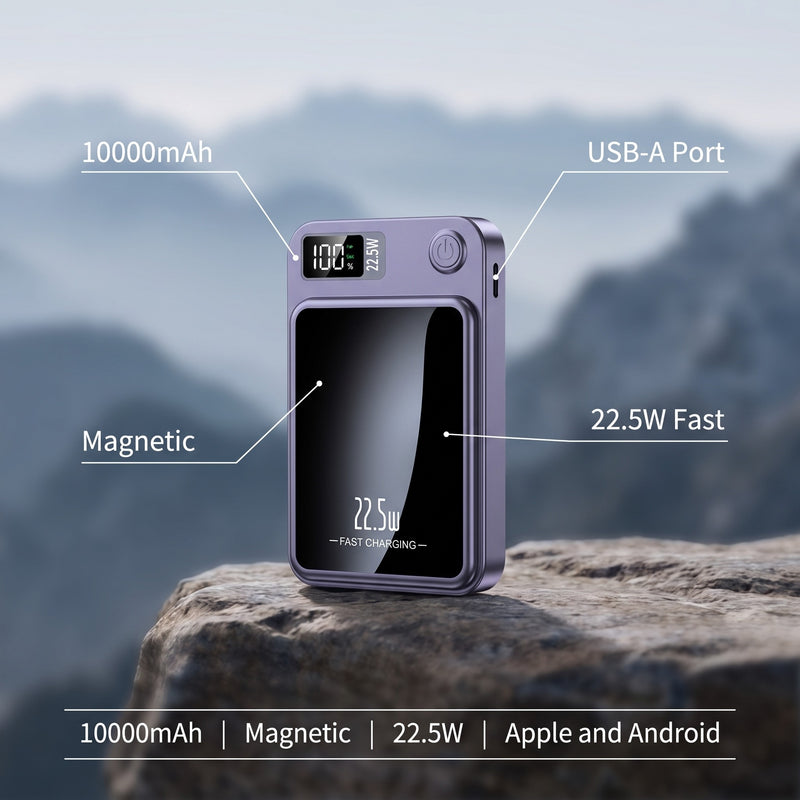 10000mAh Magnetic Power Bank Wireless 22.5W Fast Charging Battery, product photo 2