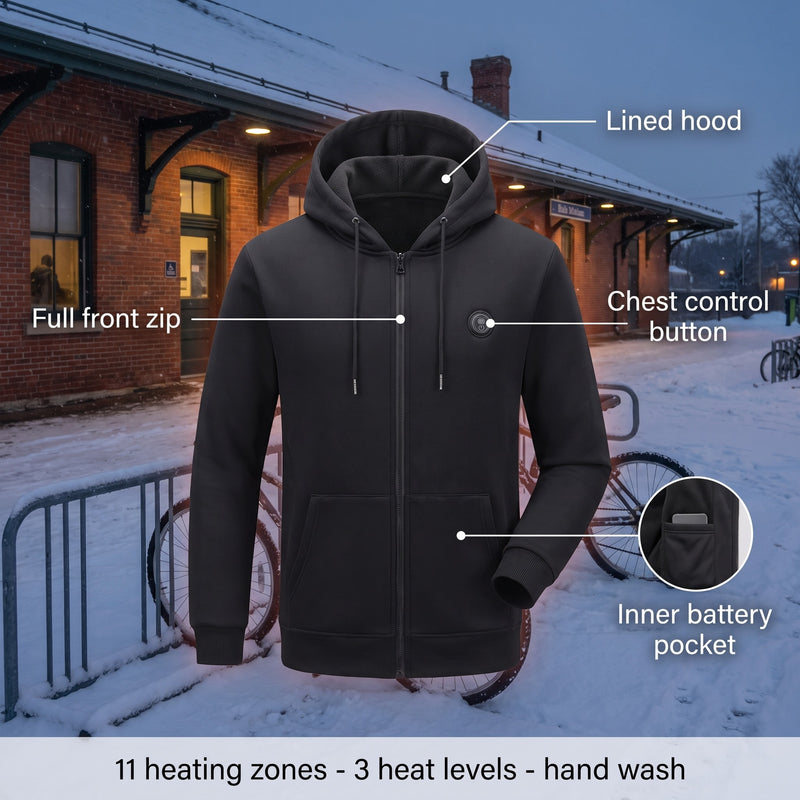 11 Zone Heated Hoodie Digital Display 3 Heat Settings Unisex Pullover, product photo 2
