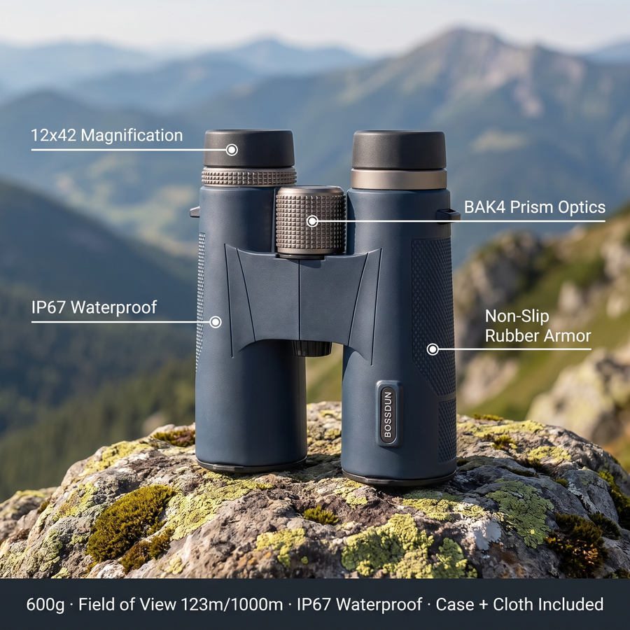 12x42 Lightweight Hiking Binoculars Compact Waterproof Outdoor Optics – features and specifications overview | Great Lakes Outdoor