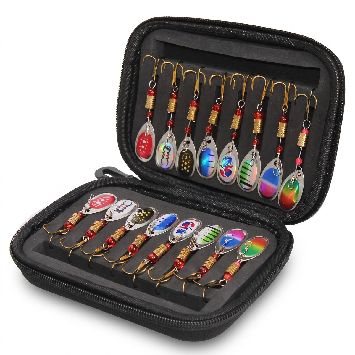 16 Piece Fishing Spinner Lure Set Predator Spoon Tackle Kit, product photo 1