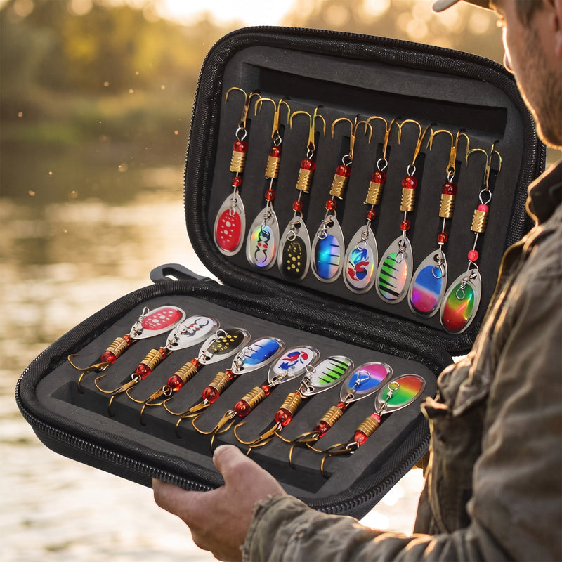 16 Piece Fishing Spinner Lure Set Predator Spoon Tackle Kit, product photo 3