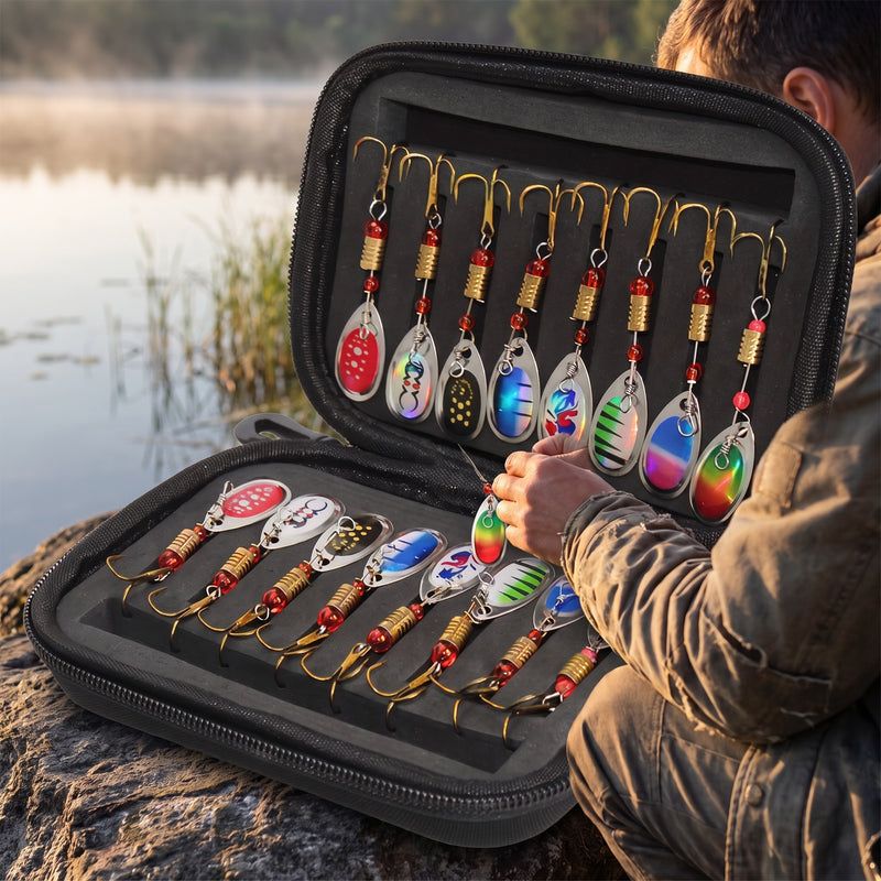 16 Piece Fishing Spinner Lure Set Predator Spoon Tackle Kit, product photo 5