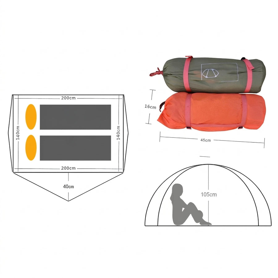 2-Person Lightweight Backpacking Tent 3-Season Waterproof Hiking Shelter – product view 4 | Great Lakes Outdoor