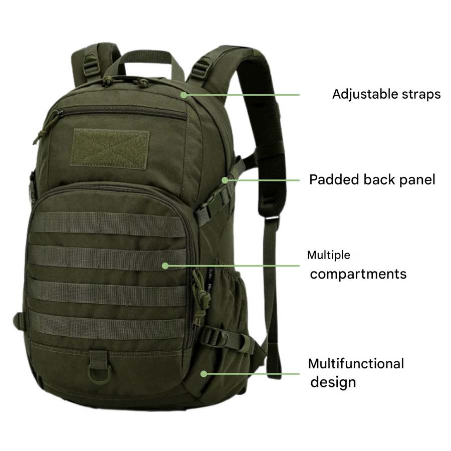 25L Tactical Backpack MOLLE Water Resistant Hiking Daypack – product view 3 | Great Lakes Outdoor