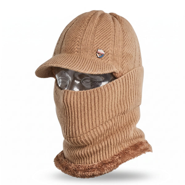 3 in 1 Knitted Winter Hat Fleece Lined Ear Warmer Neck Scarf Mask