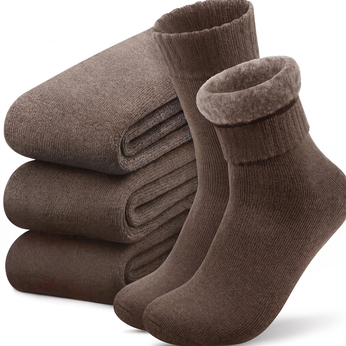 3 Pair Thermal Hiking Socks Thick Plush Reinforced Toe Heel Crew, product photo 1