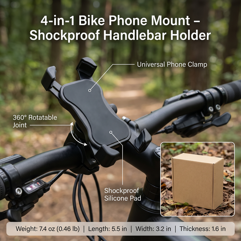 4-in-1 Bike Phone Mount – Shockproof Handlebar Holder – product view 3 | Great Lakes Outdoor