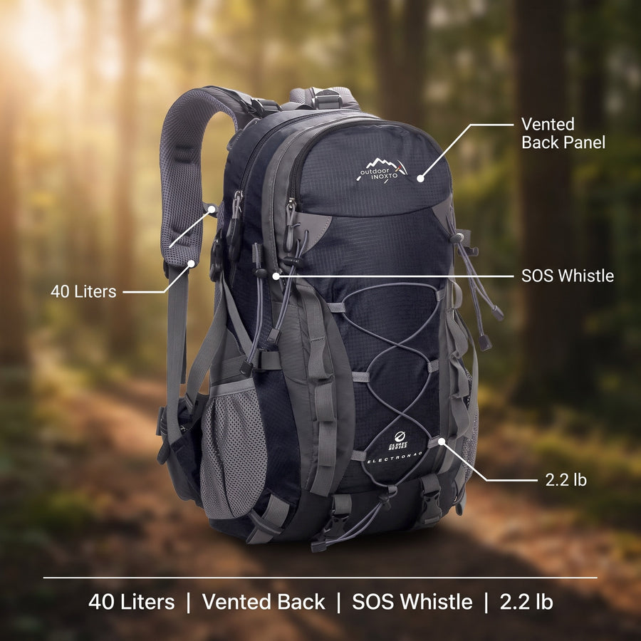 40L Hiking Backpack Vented Back Panel Laptop Sleeve Trekking Pack, product photo 2
