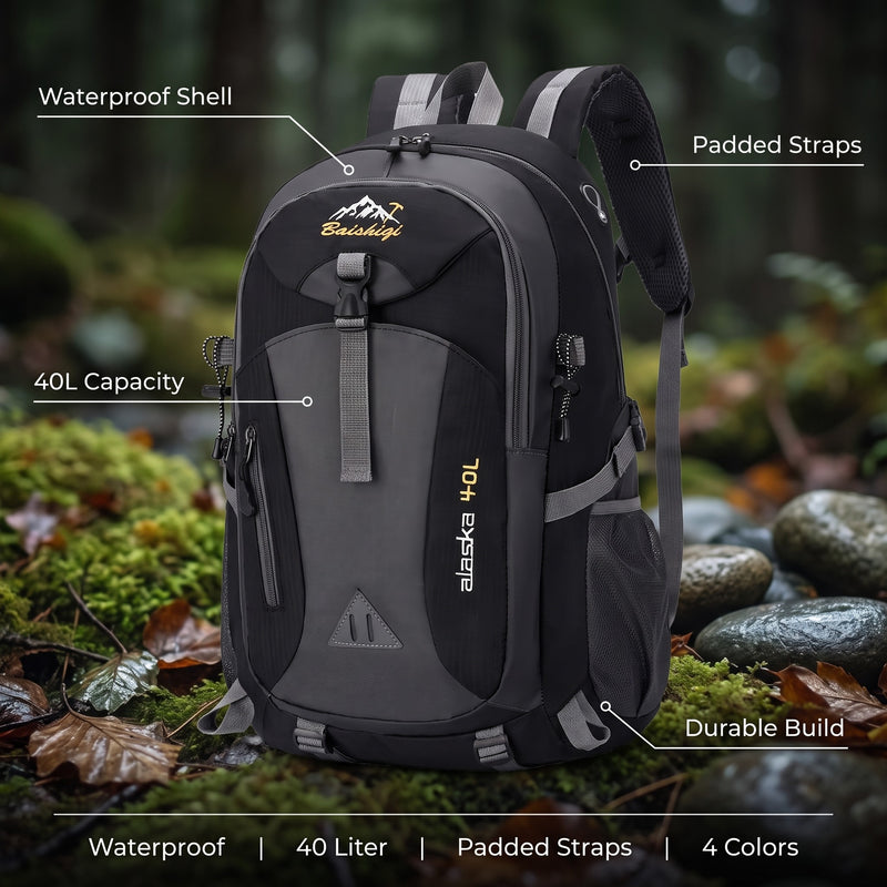 40L Waterproof Outdoor Backpack Padded Strap Hiking Camping Rucksack, product photo 2