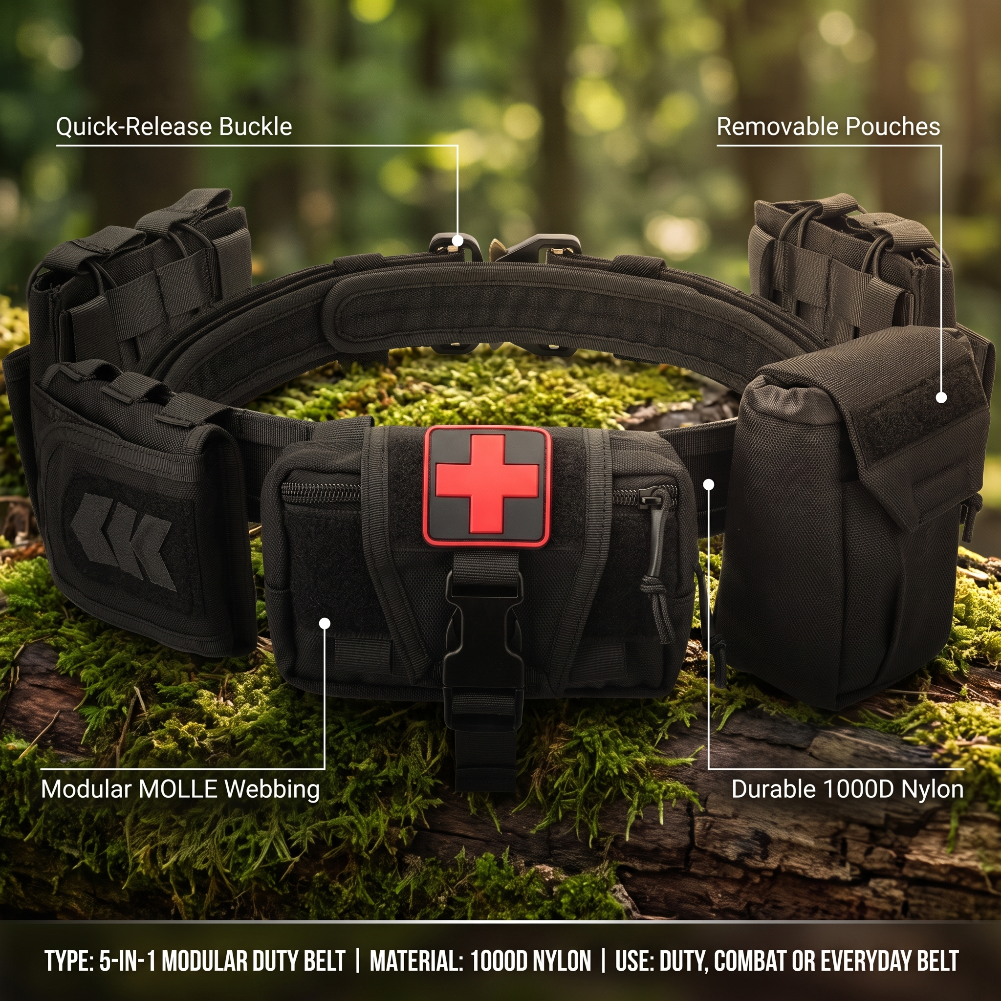 5 in 1 Quick Release Tactical Duty Belt – product view 3 | Great Lakes Outdoor