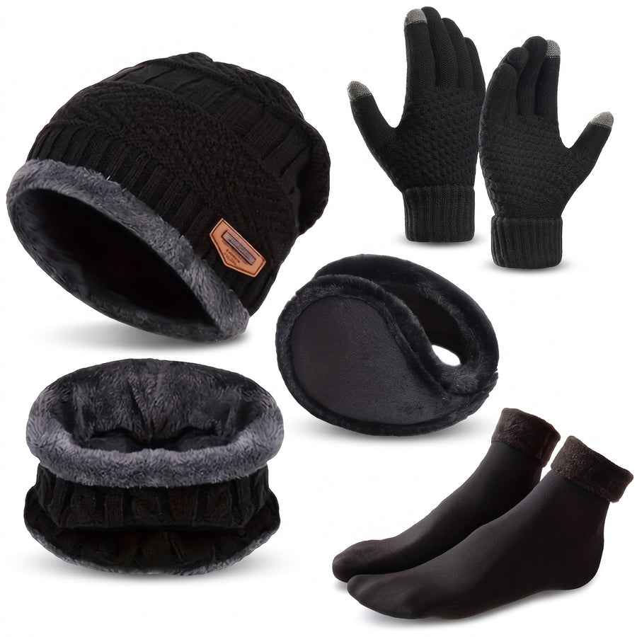 5 Piece Winter Survival Set Vest Beanie Gloves Socks Ear Warmers, product photo 1
