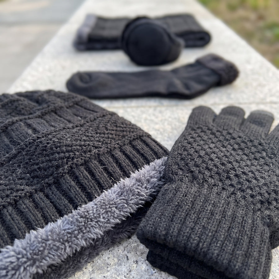 5 Piece Winter Survival Set Vest Beanie Gloves Socks Ear Warmers, product photo 4