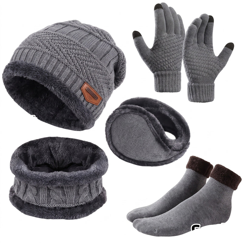 5 Piece Winter Survival Set Vest Beanie Gloves Socks Ear Warmers, product photo 6